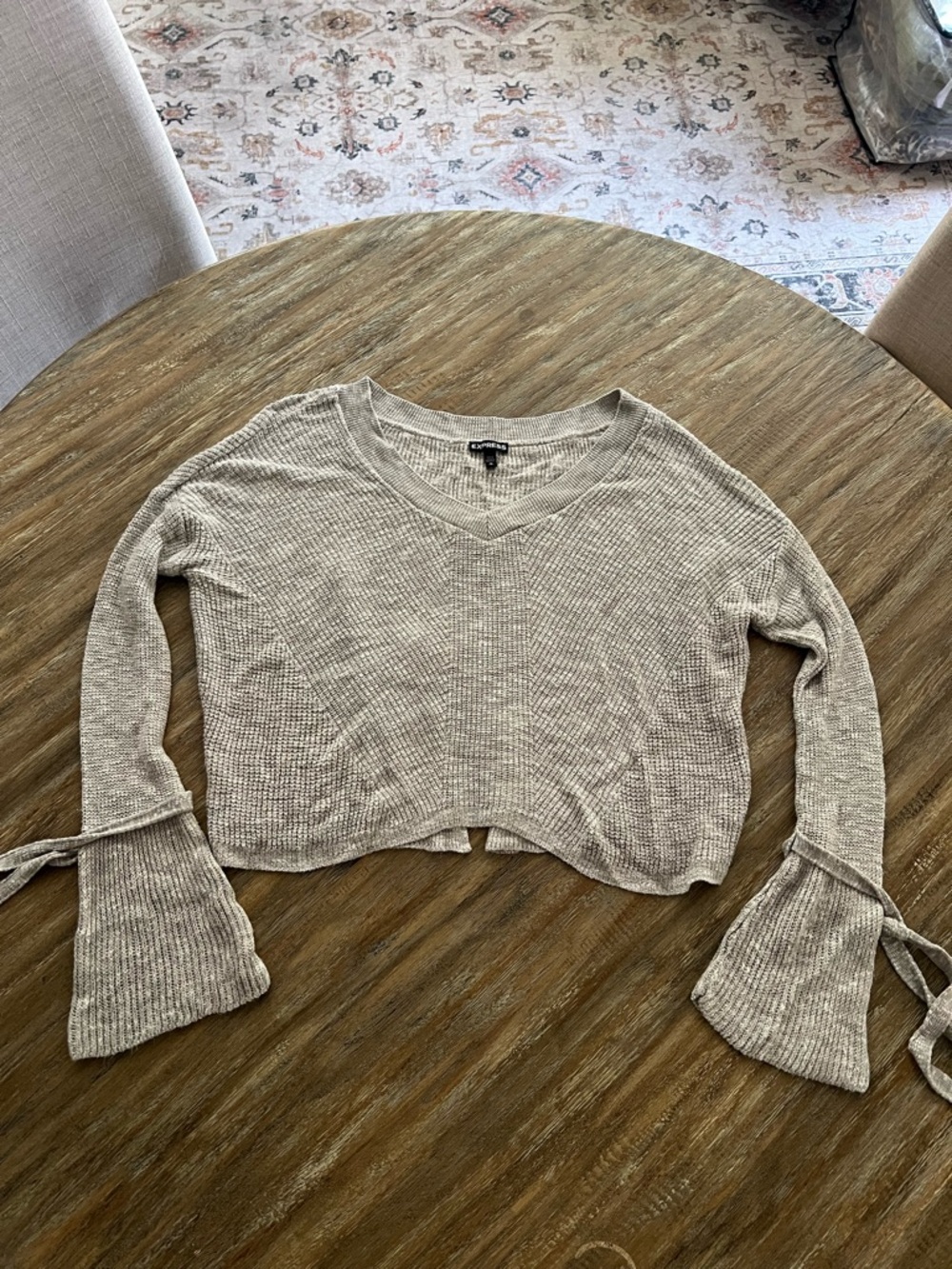 Express Oatmeal V Neck Sweater - M